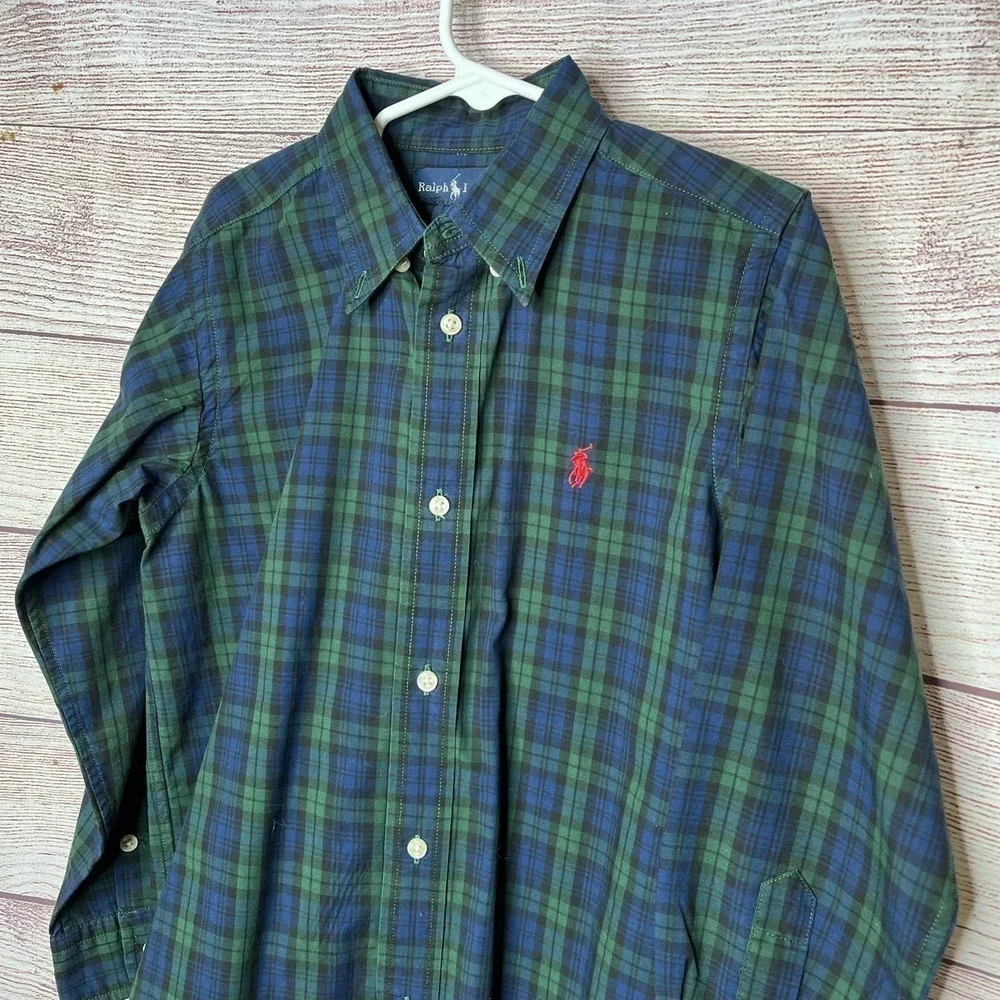 Ralph Lauren 100% Cotton Button Down Plaid Shirt Size 7